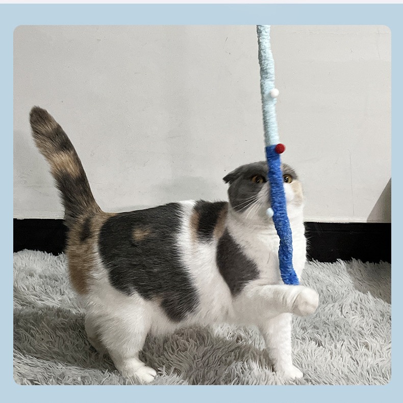 Cat interactive toy iins style fresh thick wool funny cat stick mute Caterpillar striped Interactive cat toy