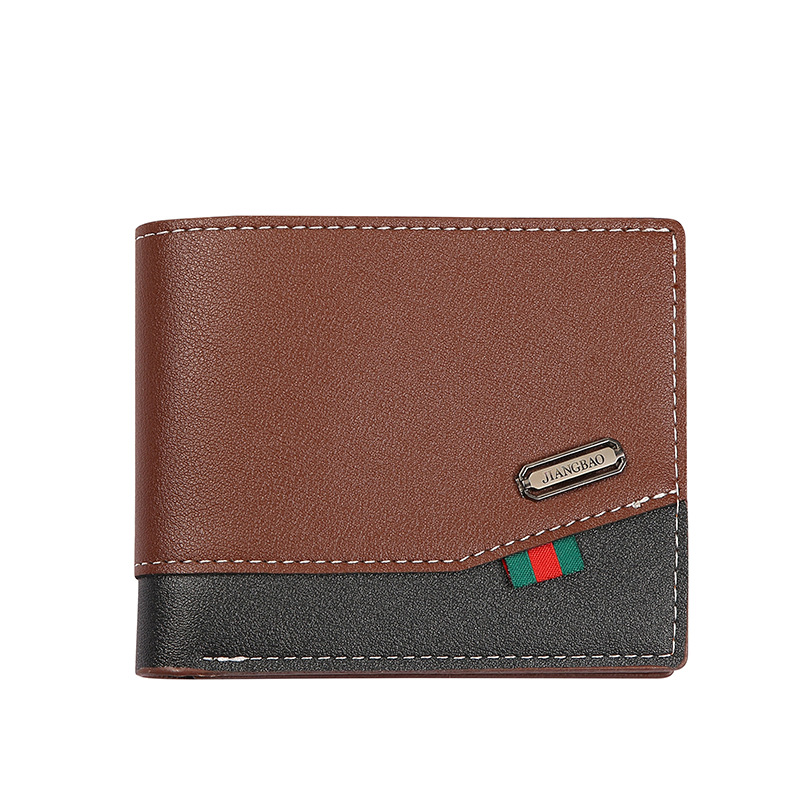 Men's bag short wallet stitching retro cross-border Men's wallet USD bag multi-card soft leather wallet factory