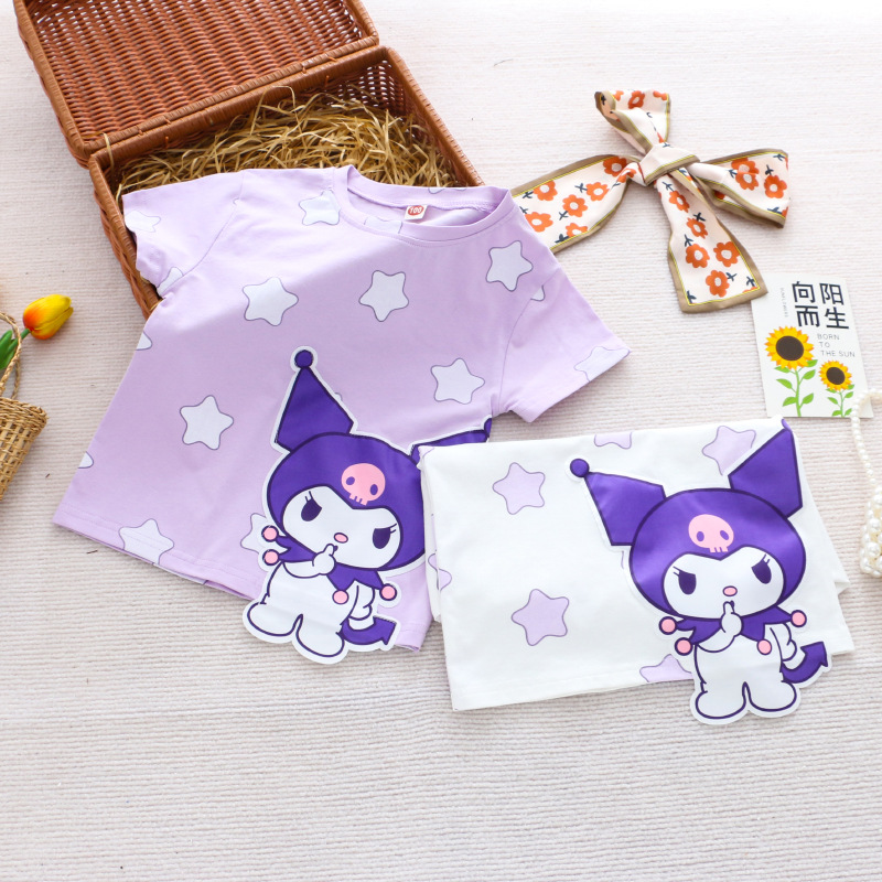 2024 children's clothing summer new girls' short-sleeved printed T-shirt cartoon cotton bottoming shirt top factory one-piece delivery