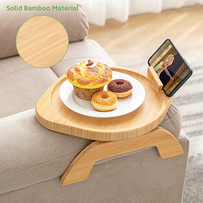 Lazy sofa armrest tray with rotating mobile phone platform bracket fruit snack tray breakfast plate rotating bracket