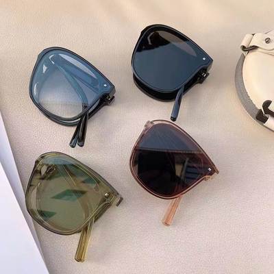 Folding second-generation sunglasses women's new anti-ultraviolet sunscreen large-frame sunglasses folding glasses portable