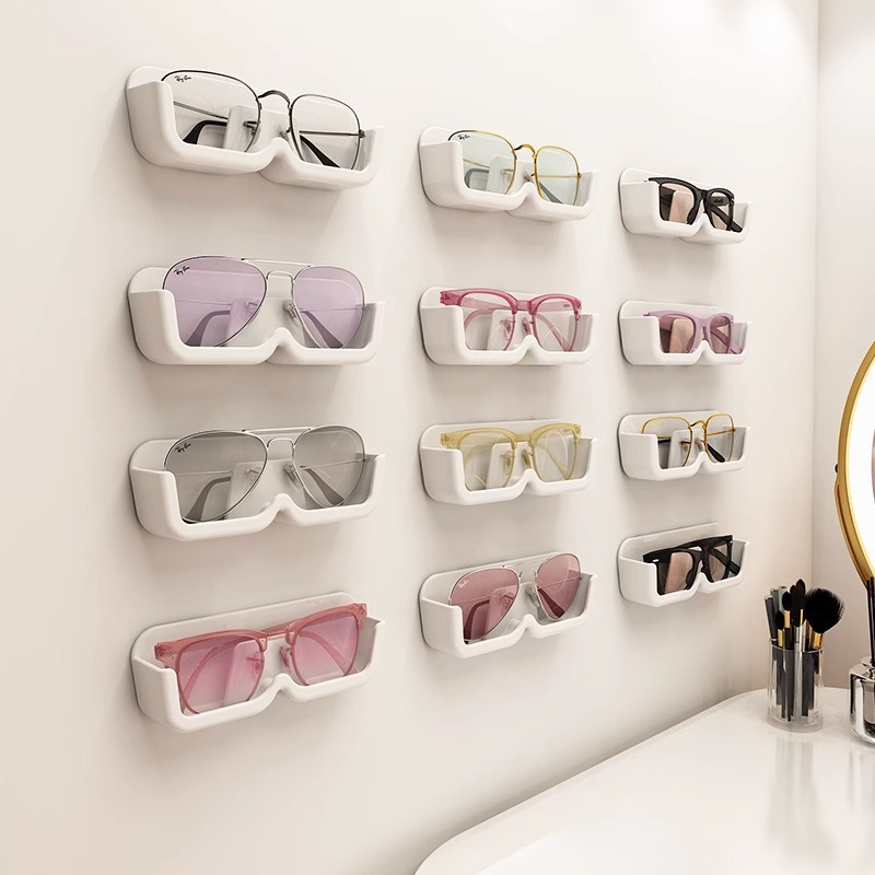 Glasses storage box wall-mounted punch-free decorative myopia Sun wall display high-grade sunglasses storage rack