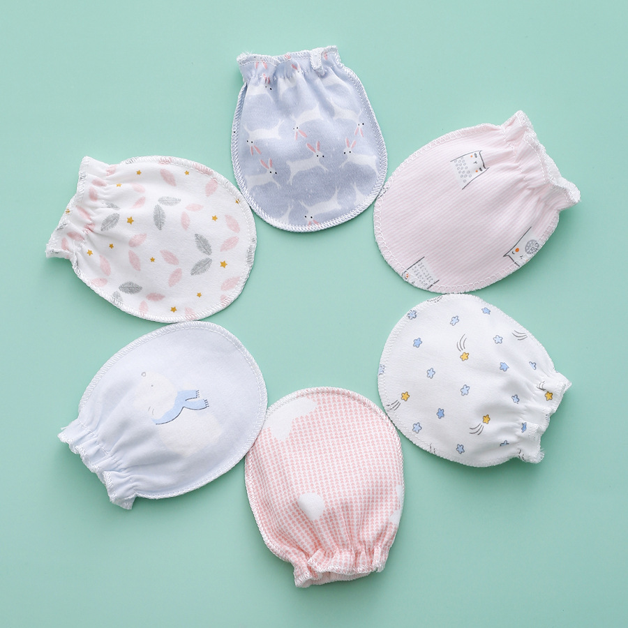 Korean Style Lace Baby Anti-scratch Face Gloves Baby Gloves Baby Protective Gloves Spot Pattern Multi-knit Cotton