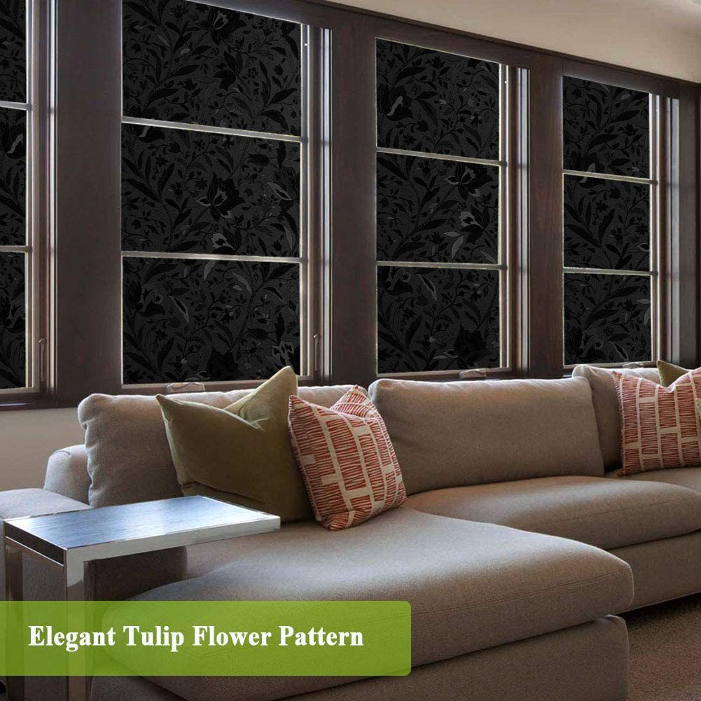New PET electrostatic glass film Black Tulip window glass window without glue electrostatic glass film wholesale