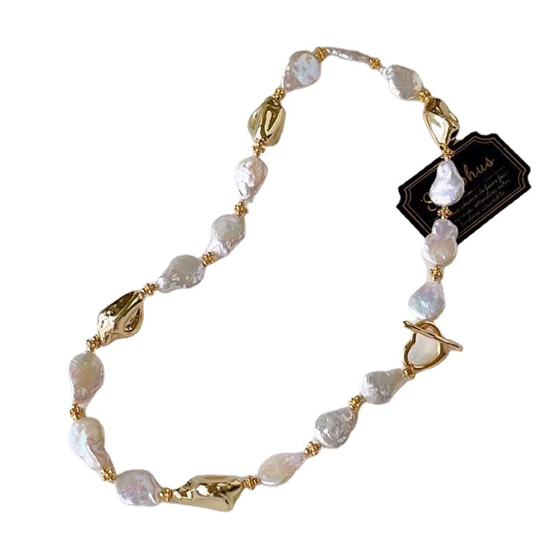 Natural Baroque - Shaped Clavicle Chain - Women's Ins - Style Small - Niche Retro Heart - Shaped Freshwater Pearl Necklace with High - End Sense