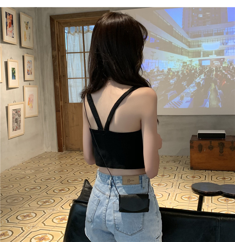 2024夏新款外穿美背背心交叉短款吊帶抹胸內搭性感露臍無袖背心女