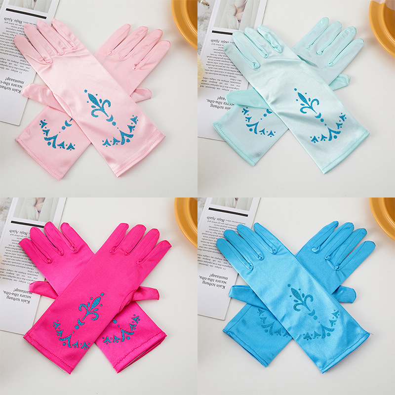 Frozen Princess Children's Printed Gloves Aisha Bow Gloves Anna Etiquette Dress Costume Matching Hand