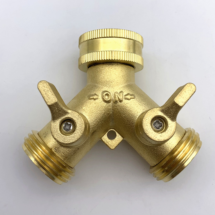 Garden hose diverter joint brass faucet water diverter garden two-way ball valve Y type 2-way water diverter valve