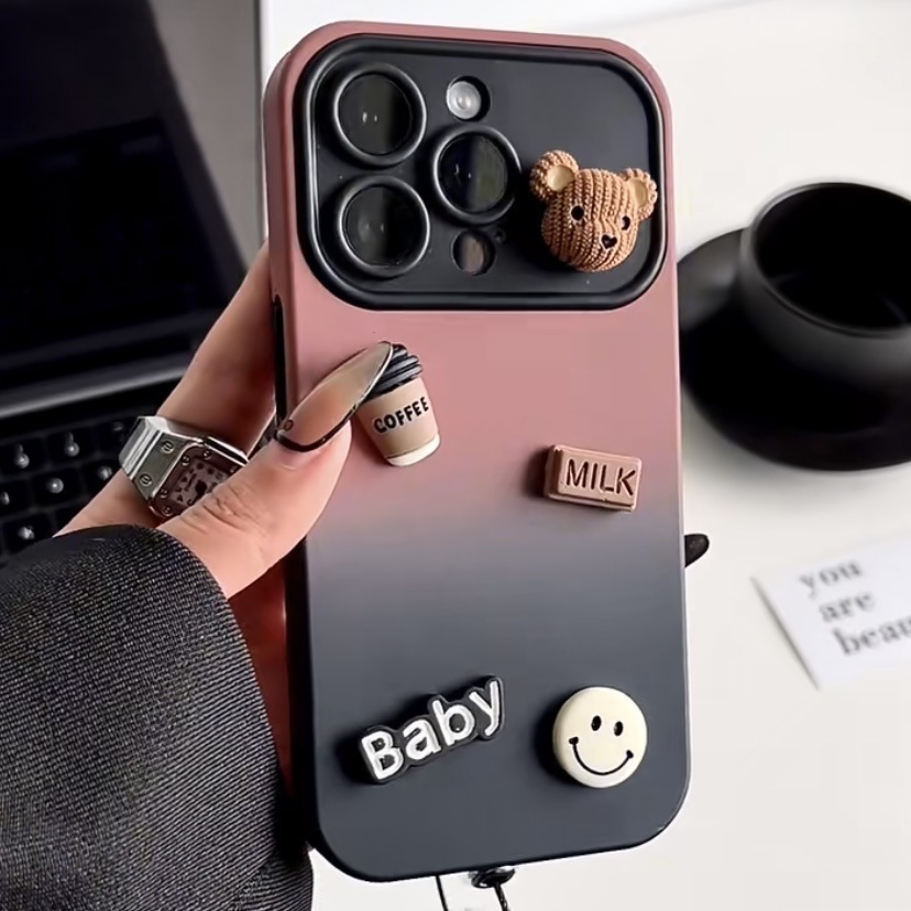 小眾ins立體小熊適用蘋果15promax手機殼iPhone14手機殼13/12全包