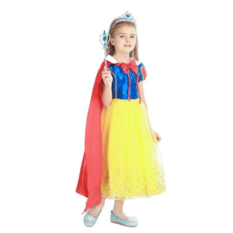 Halloween European and American Snow White Dress Cartoon Short-sleeved Red Cloak Dress Princess Bronzing Yarn Puffy Dress