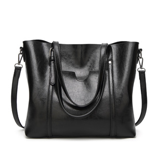 Bag Women's 2023 New Arrival Fashionable All-Match European and American Women's Bag Single-Shoulder Crossbody Bag Retro Wax Leather Portable Large Trendy Bag