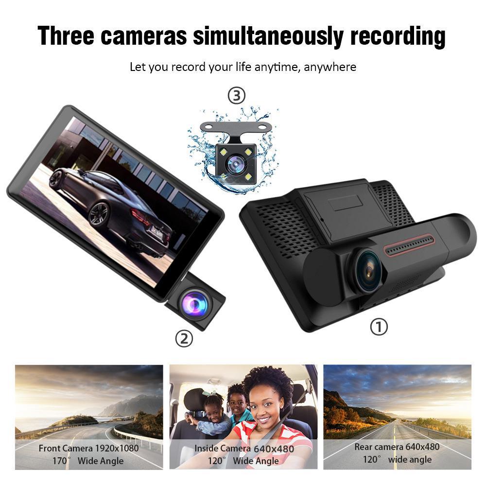 New three-lens driving recorder HD 1080p Lingtong 6248 three-camera driving recorder