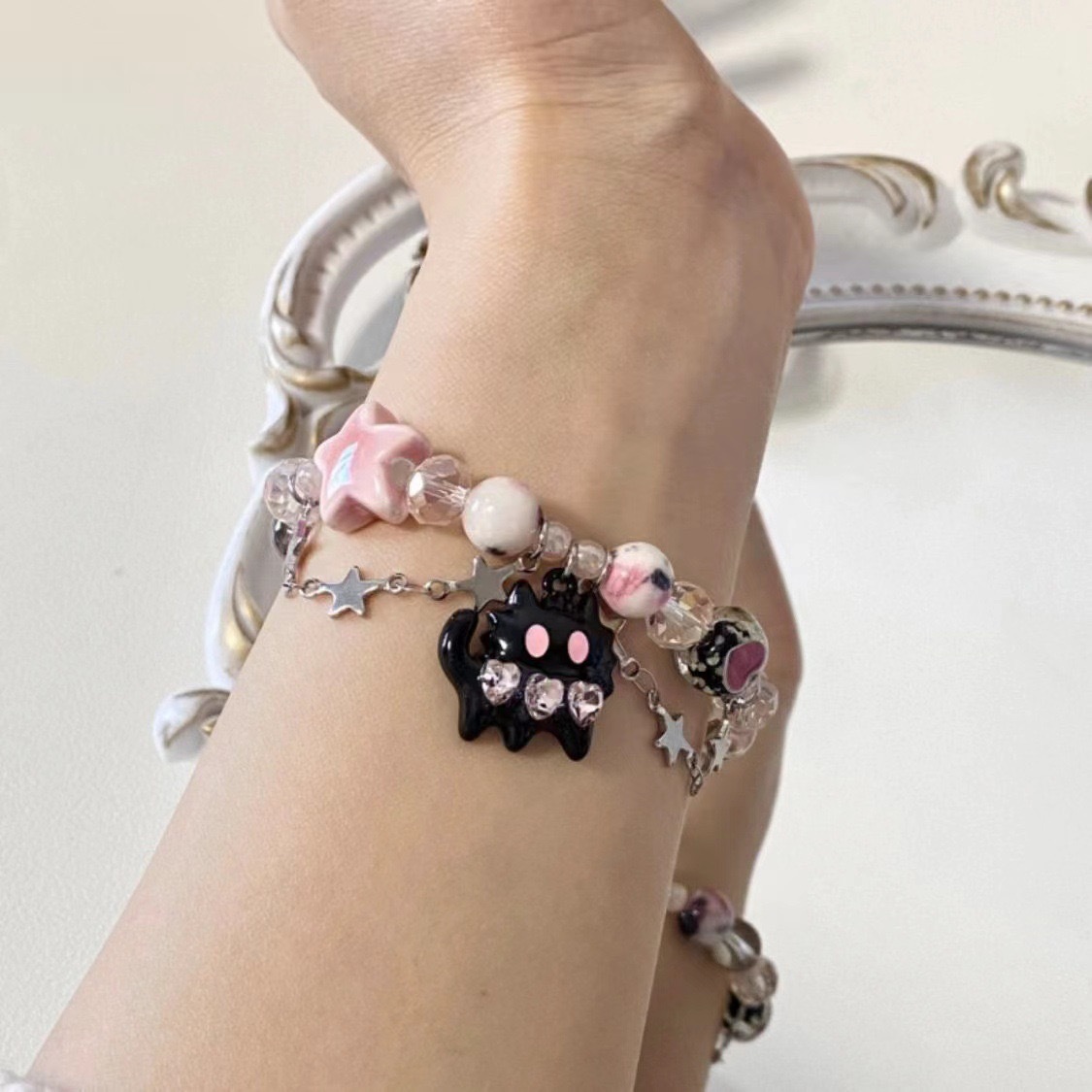 Korean Style ins Black Cat Pendant Bracelet, Cold Elegant, Small Fresh Bracelet, Niche Design, Cute and Sweet Bracelet