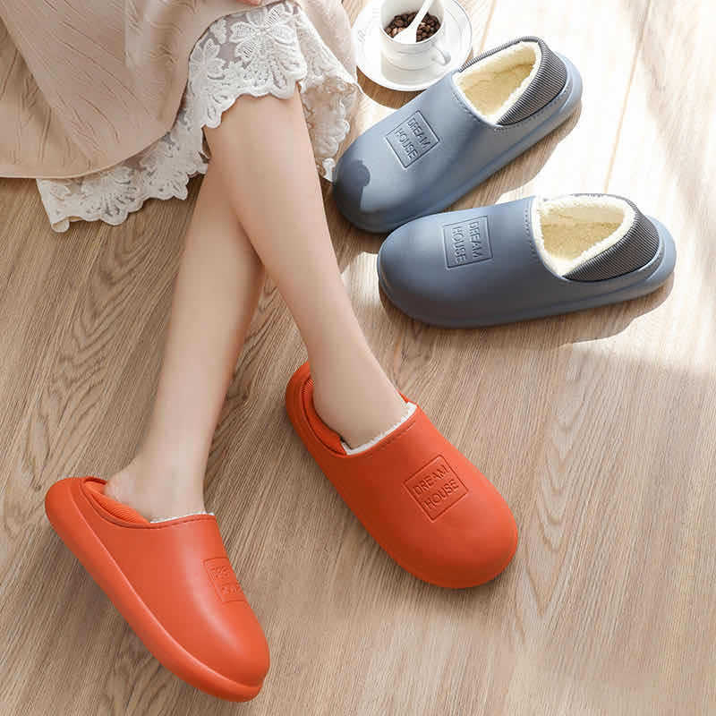 Women's cotton-padded slippers waterproof autumn and winter thick-soled home men's couple EVA indoor and outdoor plush warm cotton-padded shoes