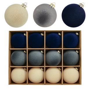 New flocking Christmas Ball Christmas tree decoration pendant velvet Christmas Ball Christmas ornaments Christmas flocking ball cross-border