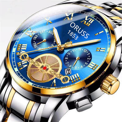 A generation of explosive watches men's watches solid steel band waterproof double calendar business quartz watch factory wholesale