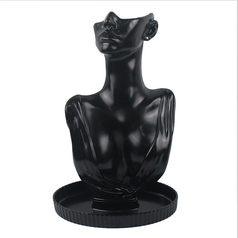 Plastic high-grade jewelry model portrait necklace display rack earring rack jewelry rack storage and finishing props with tray
