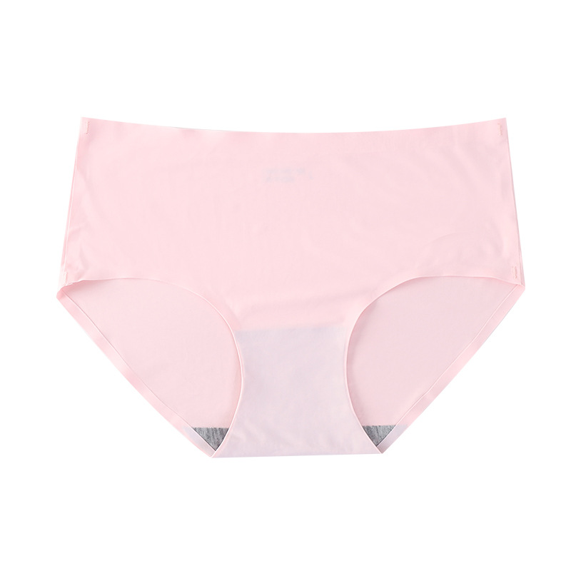 Simple Solid Color One-piece Non-marking Girl's Ice Silk Thin Breathable Pin-fit Non-sensitive Women's Briefs Underwear