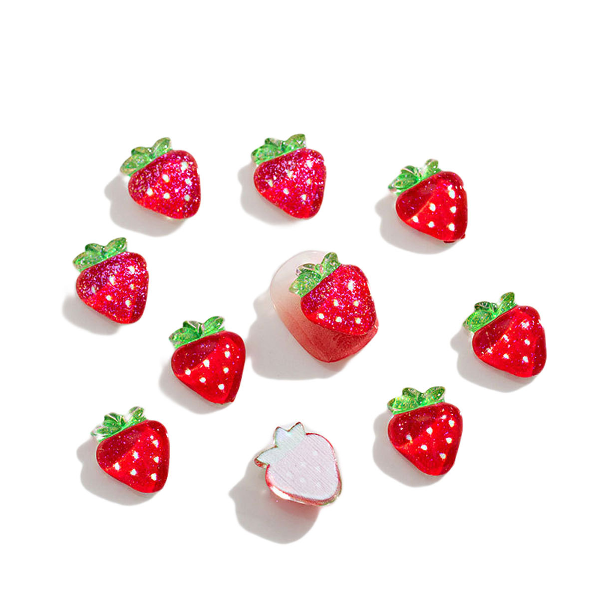 Nail art jewelry new mixed animation crystal cartoon cherry peach apple watermelon three-dimensional resin nail drill