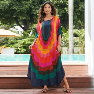 Beach blouse rayon positioning printing vacation robe cross-border Amazon 1130
