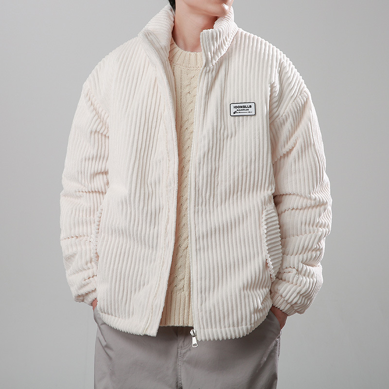 2023 new autumn and winter stand collar corduroy cotton-padded coat men's couple thickened windproof cotton-padded coat American Retro Cold-resistant coat