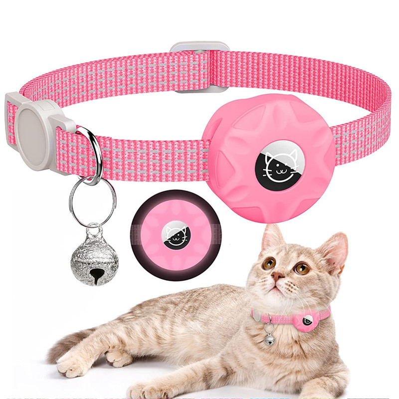 Amazon Apple airtag Cat Collar Positioning Tracker Silicone Case Three Silk Reflective Bag Bell Dog Pet