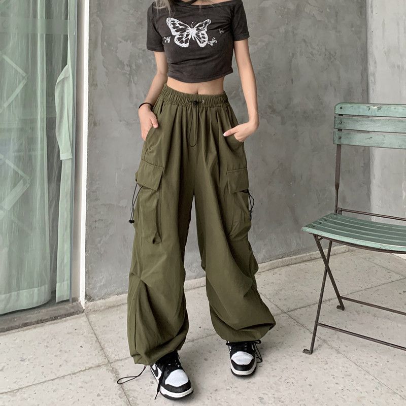 American Retro Workwear Casual Women's Summer Versatile Straight Leg Tapered Ankle Pants Loose Wide Leg Pants Instagram