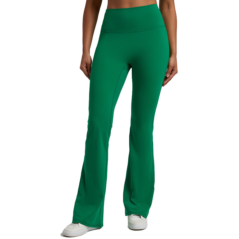 New Yoga Wide Leg Pants New European and American Naked Sense Elastic Sports Flared Pants Tight Body-Slimming High Waist Peach Hip Pants