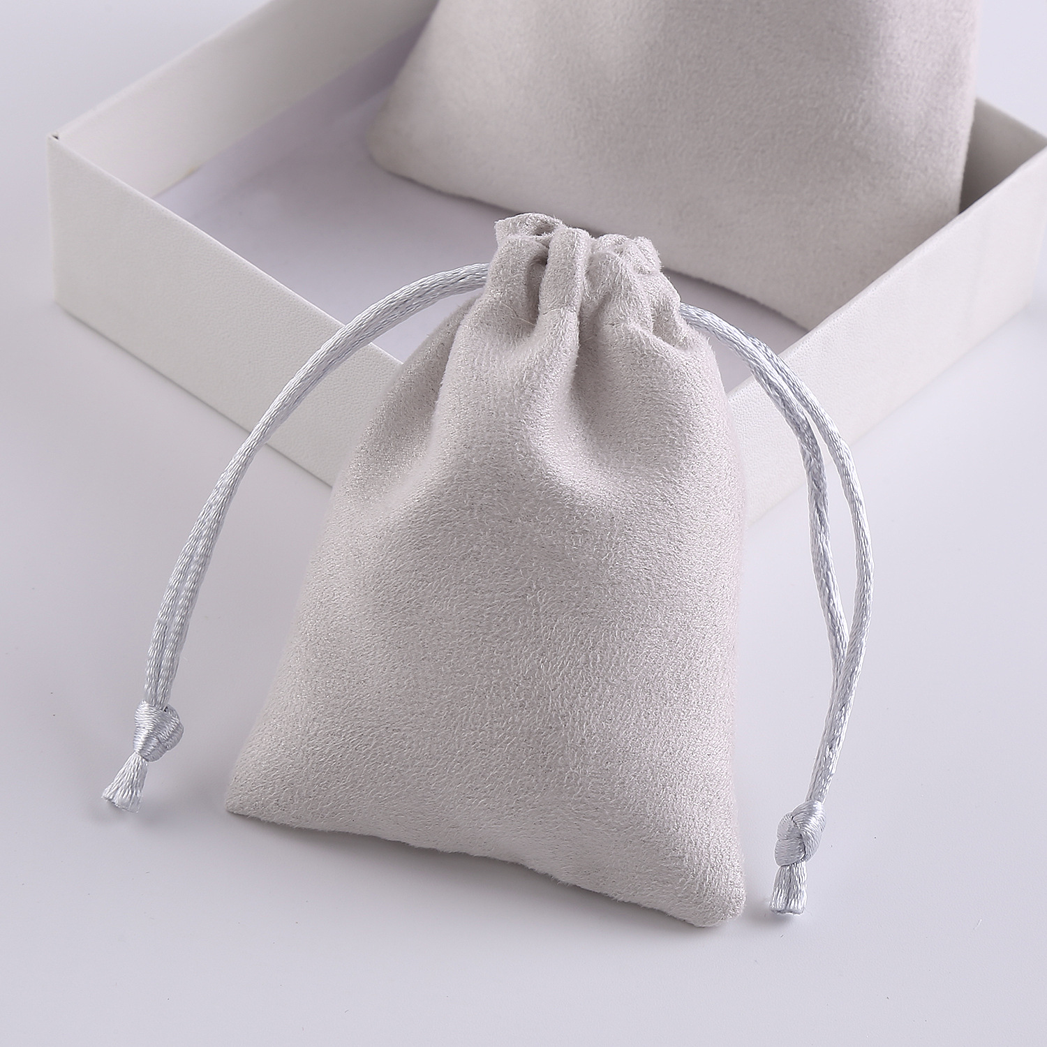 Sheepskin Fleece Drawstring Pocket Spot Microfiber Leather Fleece Drawstring Jewelry Bag Soft Printable Storage Bag