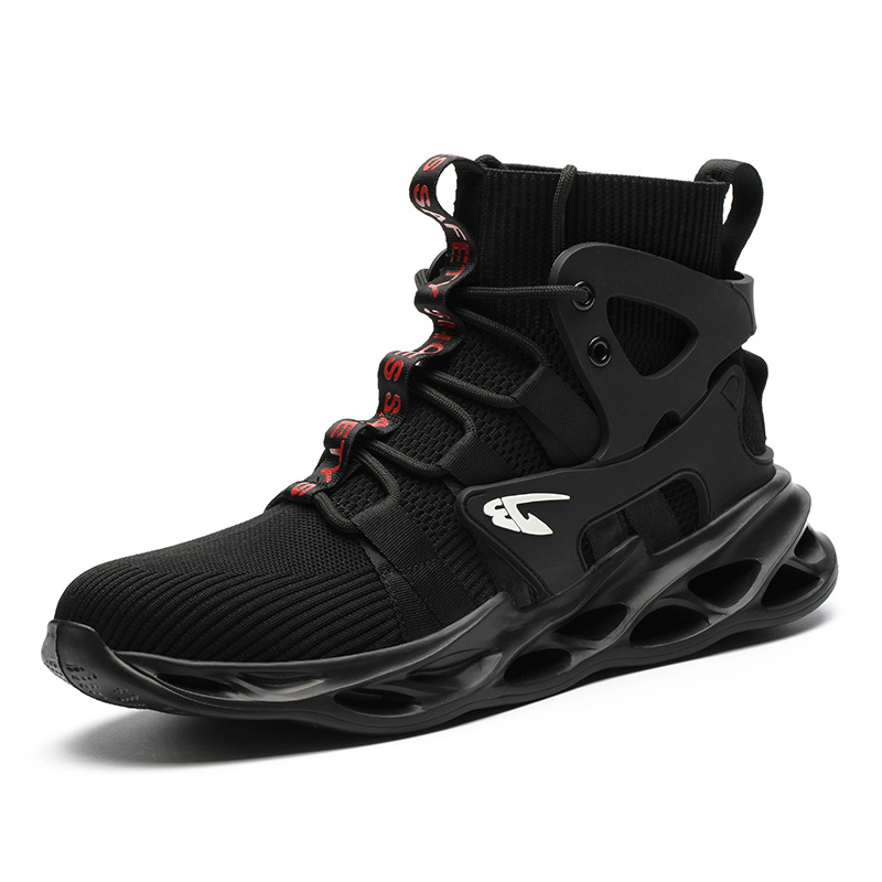 High-top labor protection shoes Four Seasons men's construction site work shoes steel toe cap anti-smashing anti-piercing safety shoes lightweight breathable