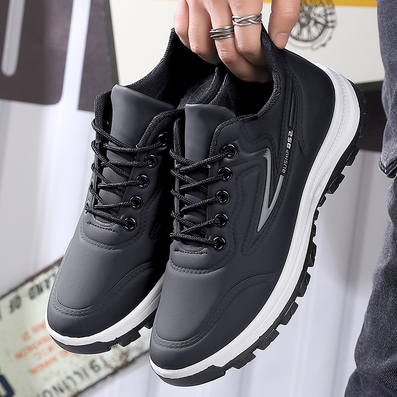 2023 New Four Seasons Sports Korean Style All-match Casual Trendy Running Student Shoes Leather Top Waterproof Torre Shoes