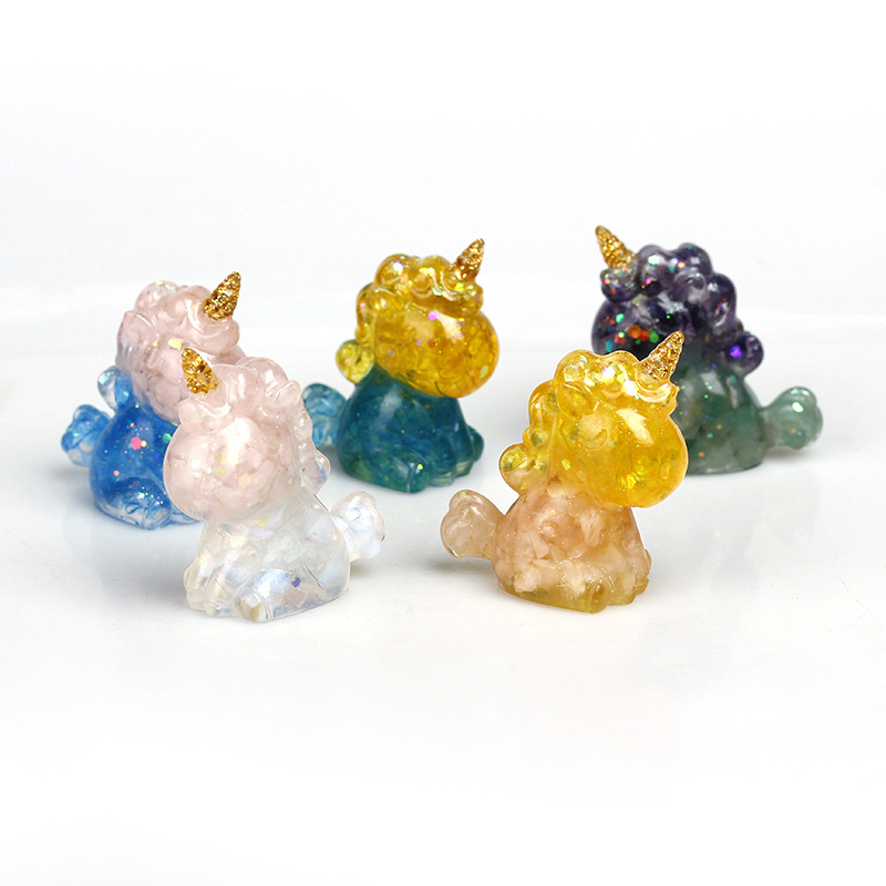 Handmade Dripping Glue Decoration Color Matching Unicorn Crystal Office Living Room Decoration Foreign Trade Hot Selling Doll Desktop Decoration
