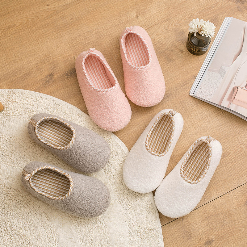 Home cotton slippers women's bag heel winter home floor slippers winter indoor soft bottom non-slip thermal confinement shoes