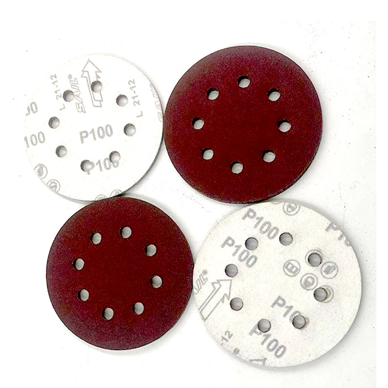 Cross-border Amazon flocking 5 inch 8 hole neutral disc sand air grinding flocking sandpaper back velvet sandpaper disc sand