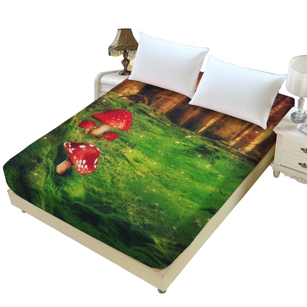 3D digital printing cross-border new Firefly bed hat to map out bed hat bedspread breathable mattress sheets