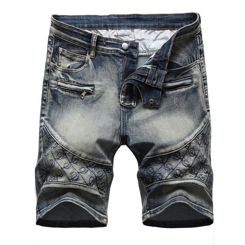 Cross-border Supply 2021 European and American Foreign Trade Jeans Embroidered Pants Stretch Holes Amazon Tricolor Trendy Men's Pants