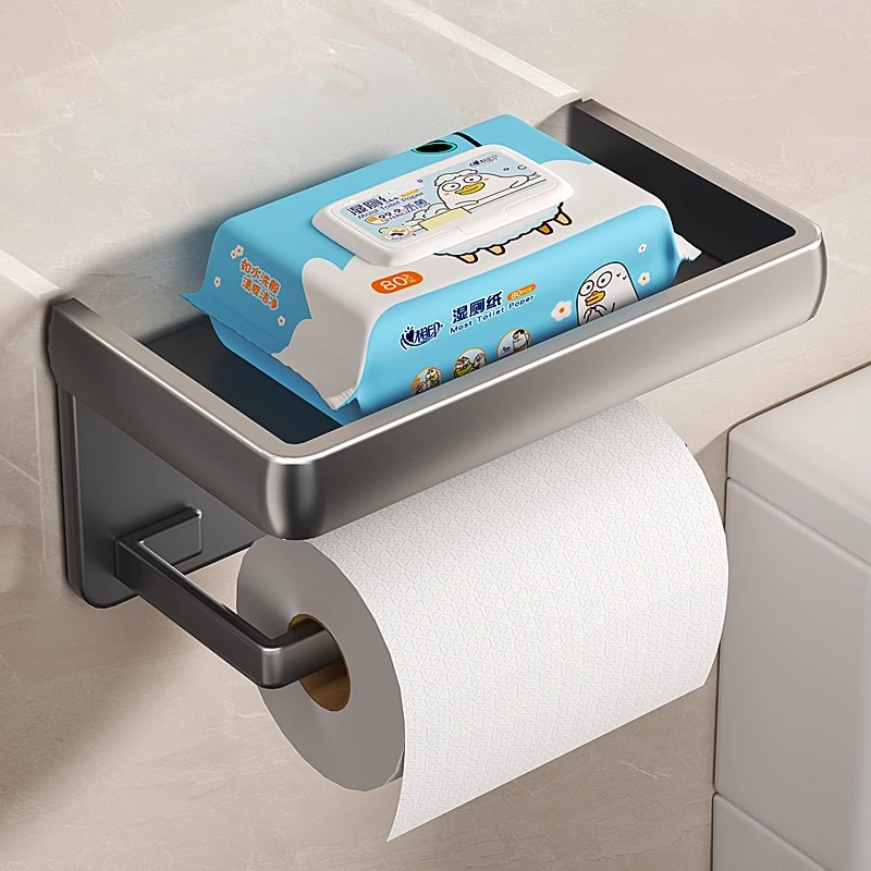 Toilet Gun Dust Tissue Box Toilet Roll Paper Storage Rack Bathroom Hole-free Wall-mounted Paper-drawing Shelf