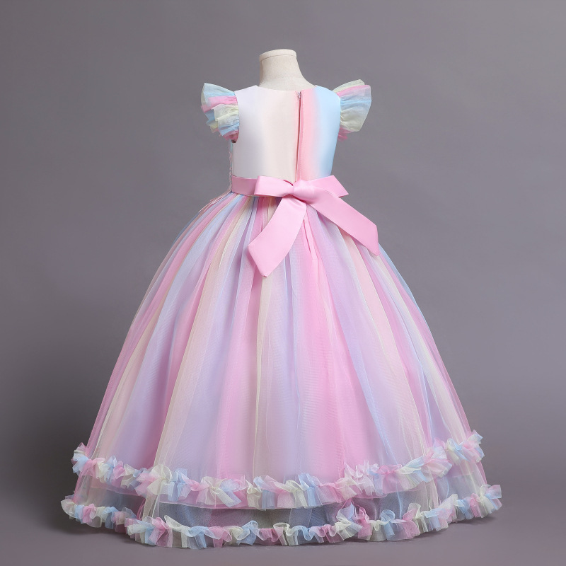 Foreign trade children's clothing girls New Princess dress big children's long dress summer children's piano performance clothing wholesale