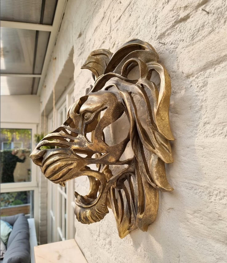 Cross-border new Lion Head Wall Mounted Art Lion Head Art metal sculpture