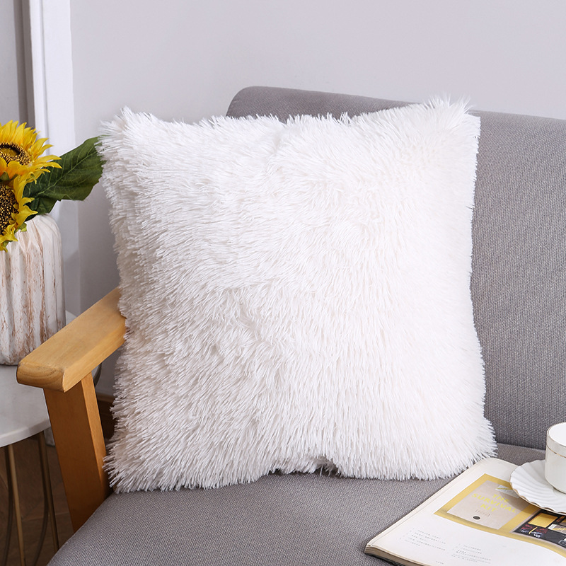 2024 Household Sea Velvet Solid Color Pillow Cross-border Amazon Sofa Plush Pillow Case Office Home Cushion