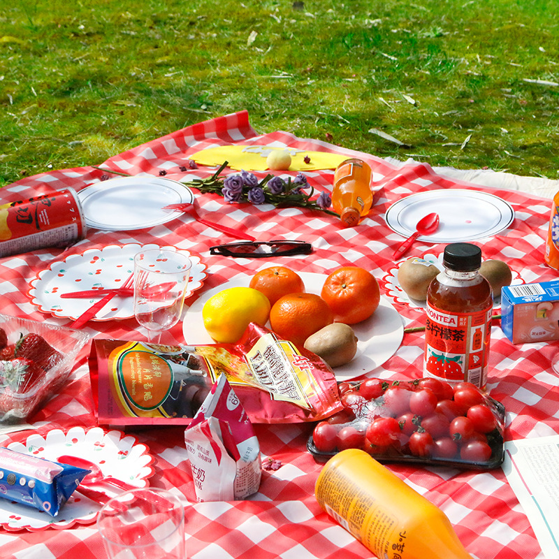 Disposable peva plastic tablecloth thickened waterproof oil-proof red and white plaid outdoor picnic ins Wind tablecloth wholesale