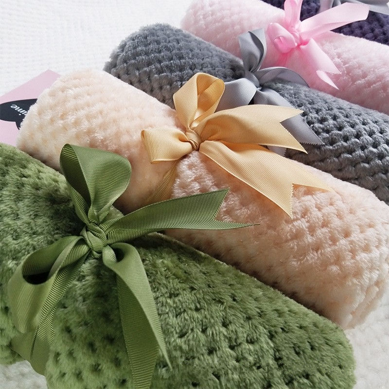 Solid Color Mesh Pineapple Single Office Lunch Break ins Flange Coral Fleece Blanket Nap Small Blanket Cover Blanket