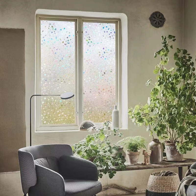 3D multicolored stone electrostatic window sticker transparent opaque glass film privacy anti-peep film decorative window film