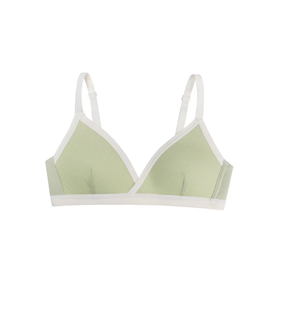 No Steel Ring Underwear Women's Thin Large Chest Small Triangular Plate Girl's Senior high school Student's Bra Breathable Sports Style