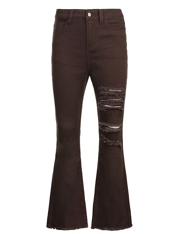 Amazon new cross-border European and American women's jeans trendy ripped slimming high wide-leg pants one-piece delivery