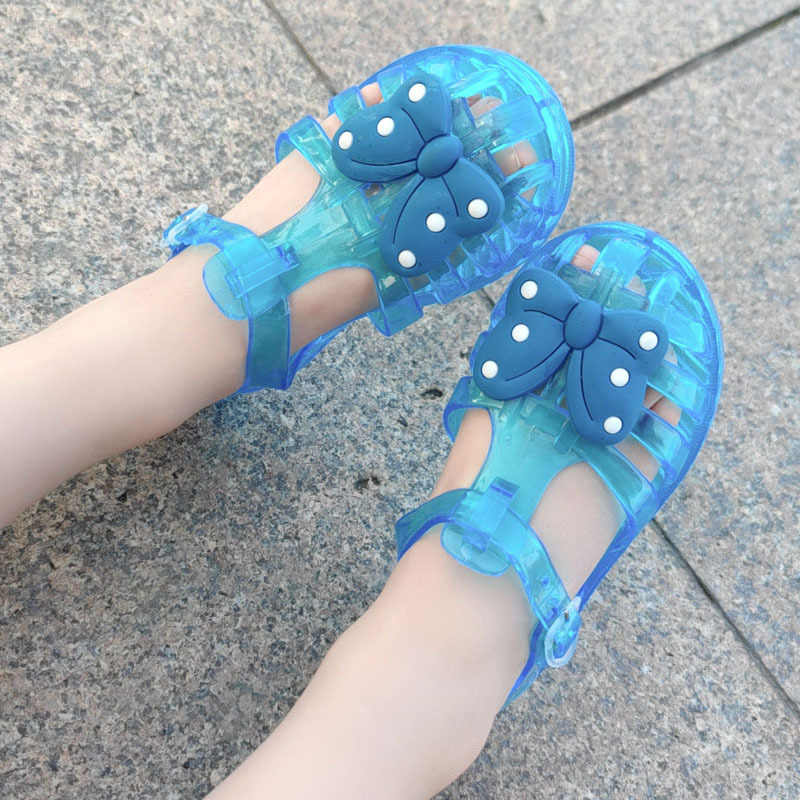 European and American Fashion Summer Baby Girl's Toe Jelly Sandals and Slippers Children's Polka Dot Bow Princess Shoes Beach Shoes