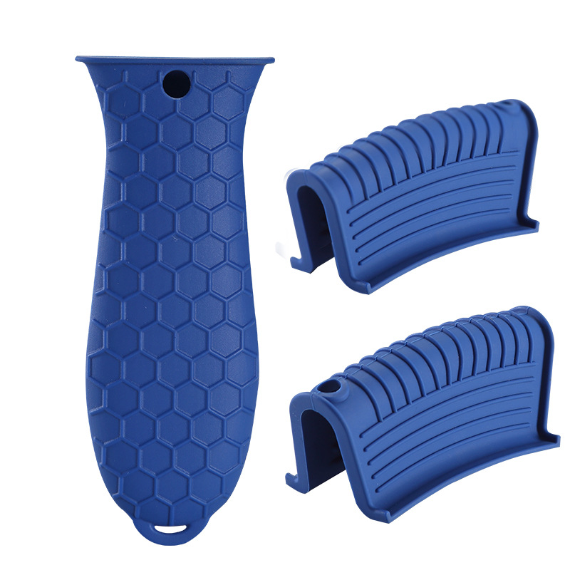 Silicone Heat Insulated Pot Handle Set Pot Handle Set Three-piece Set of Pointed Corner Round Ear Set One-piece Pot Scraper 8-piece Set