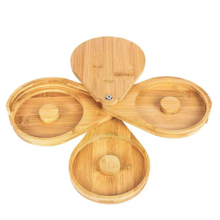 Bamboo Wooden Three-Layer Rotatable Salt Edge Box Bamboo Wooden Salt Box Juice Cocktail Seasoning Box Wooden Bamboo Salt Box Customization