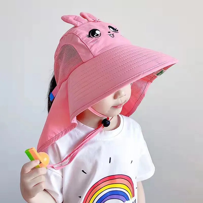 Cappello da sole per bambini, ragazzi e ragazze, protezione UV, cappello da sole estivo, cappello da sole a tesa larga, cappello da pescatore sottile e traspirante_voghion.com