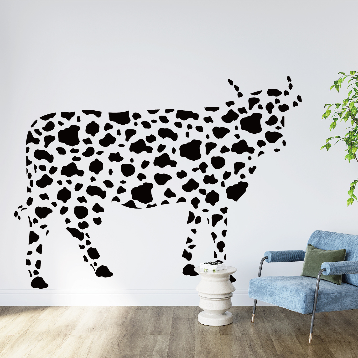 Cross-border wholesale ins style black and white cow stripe PVC waterproof stickers Journal computer decorative stickers